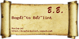 Bogáts Bálint névjegykártya